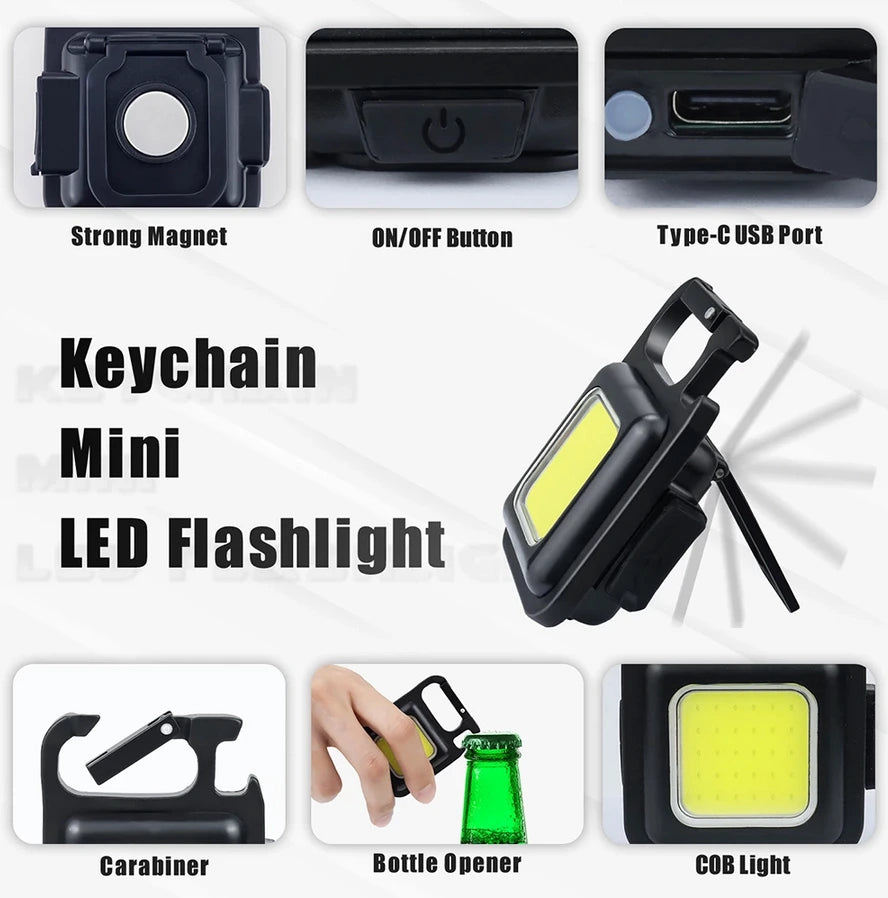 Mini LED USB Rechargeable COB Flashlight