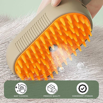 3-in-1 Steam Brush for Dogs and Cats | Silicone Massage & Grooming Comb