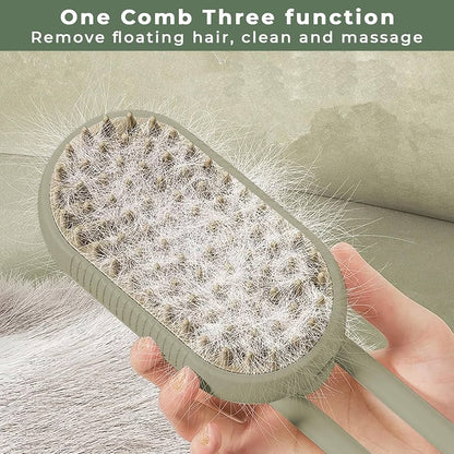 3-in-1 Steam Brush for Dogs and Cats | Silicone Massage & Grooming Comb