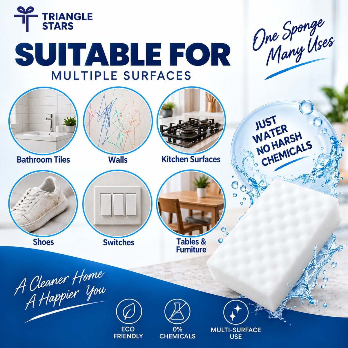 Happyy Magic Eraser – Powerful Multi-Surface Cleaning
