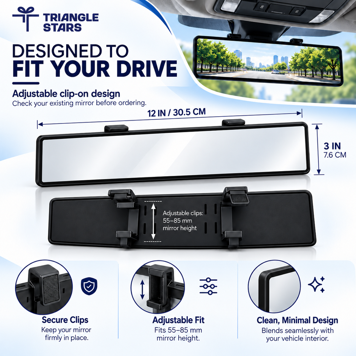 BlindSpot360™ Wide-Angle Panoramic Rearview Mirror