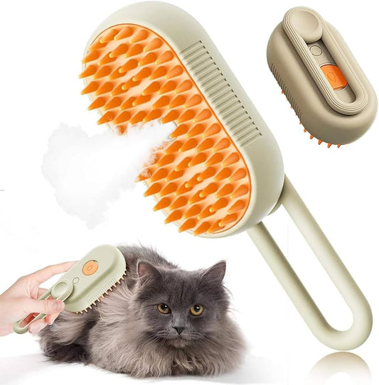 3-in-1 Steam Brush for Dogs and Cats | Silicone Massage & Grooming Comb