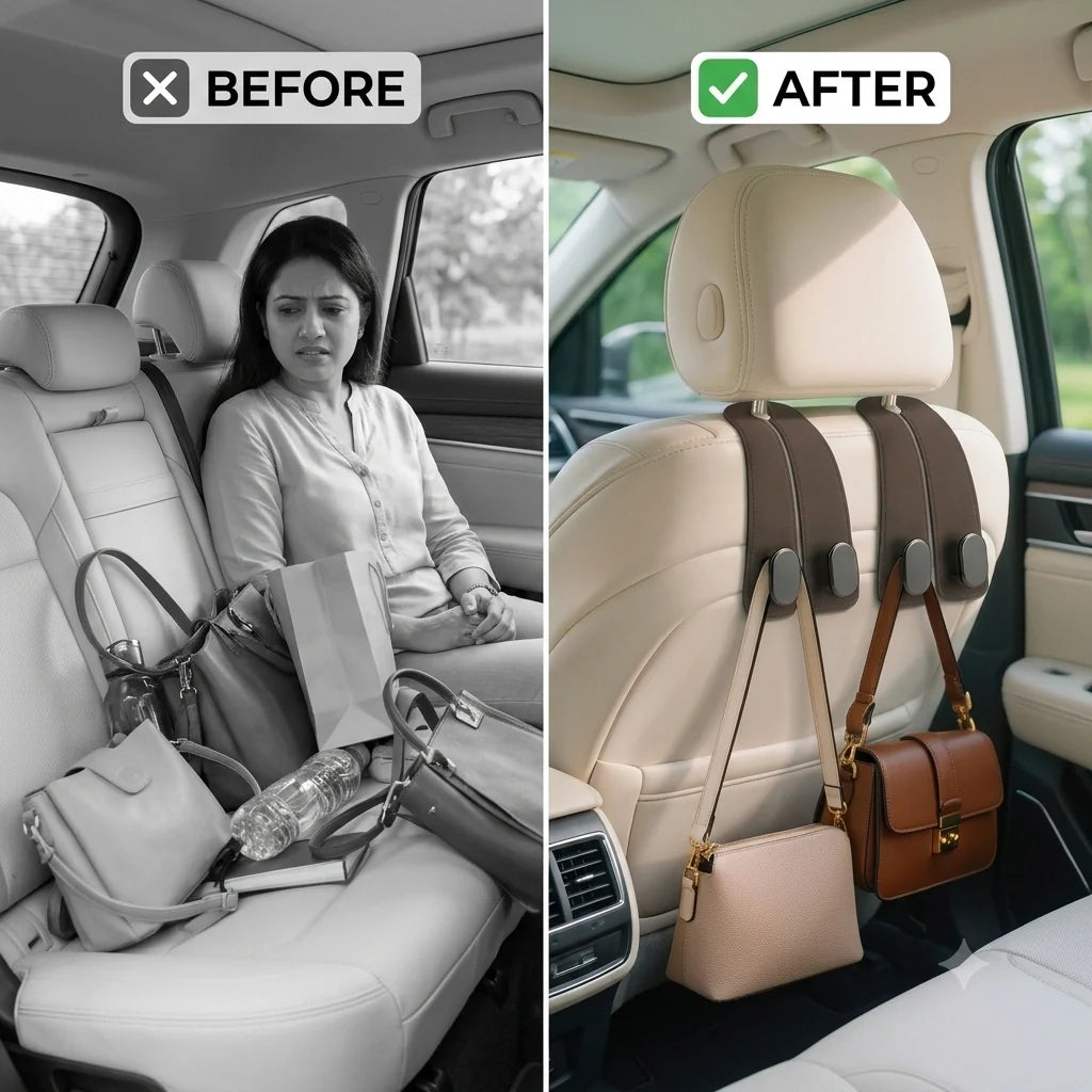 Premium Leather Car Seat Hook Organizer – Elite Edition