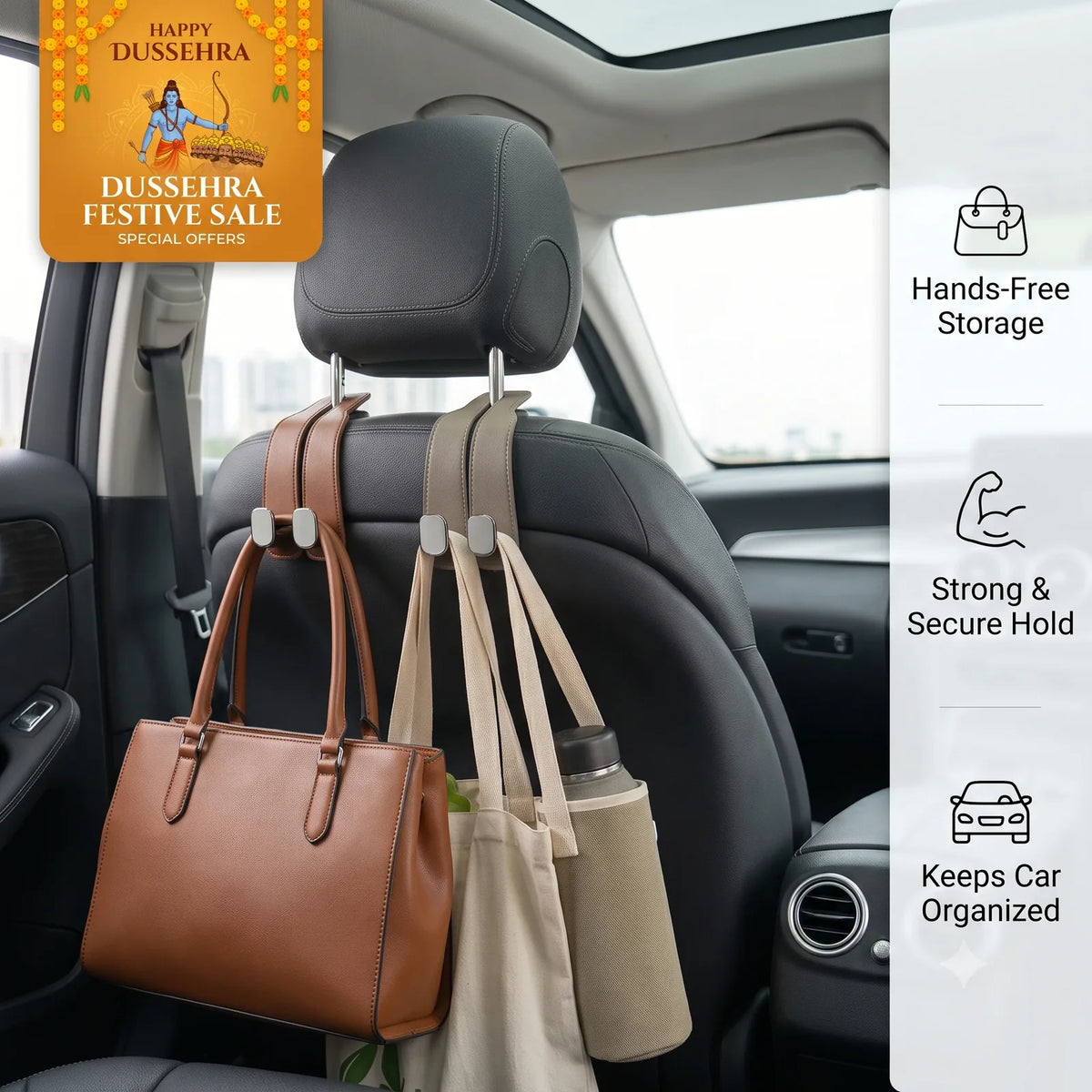 Premium Leather Car Seat Hook Organizer – Elite Edition