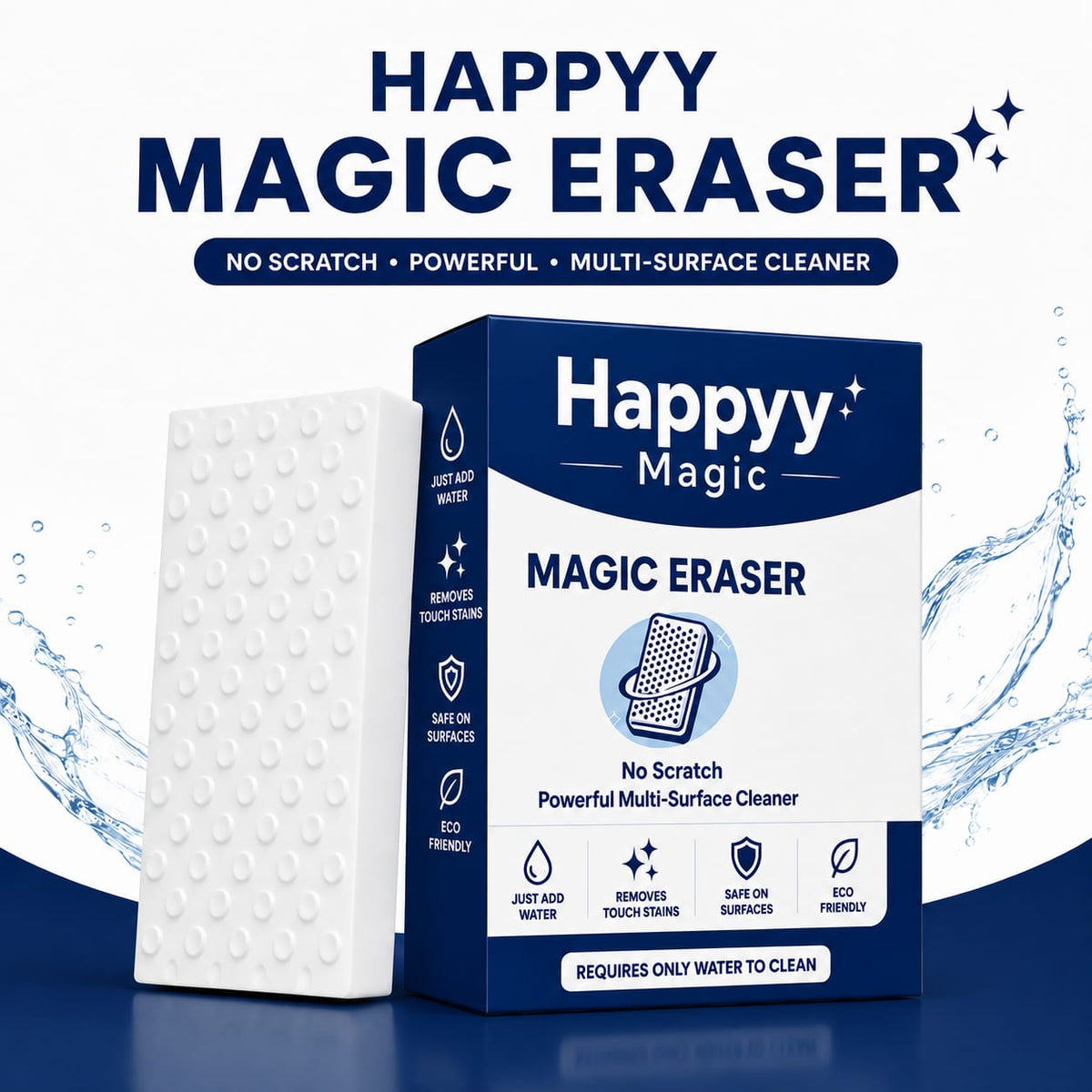 Happyy Magic Eraser – Powerful Multi-Surface Cleaning