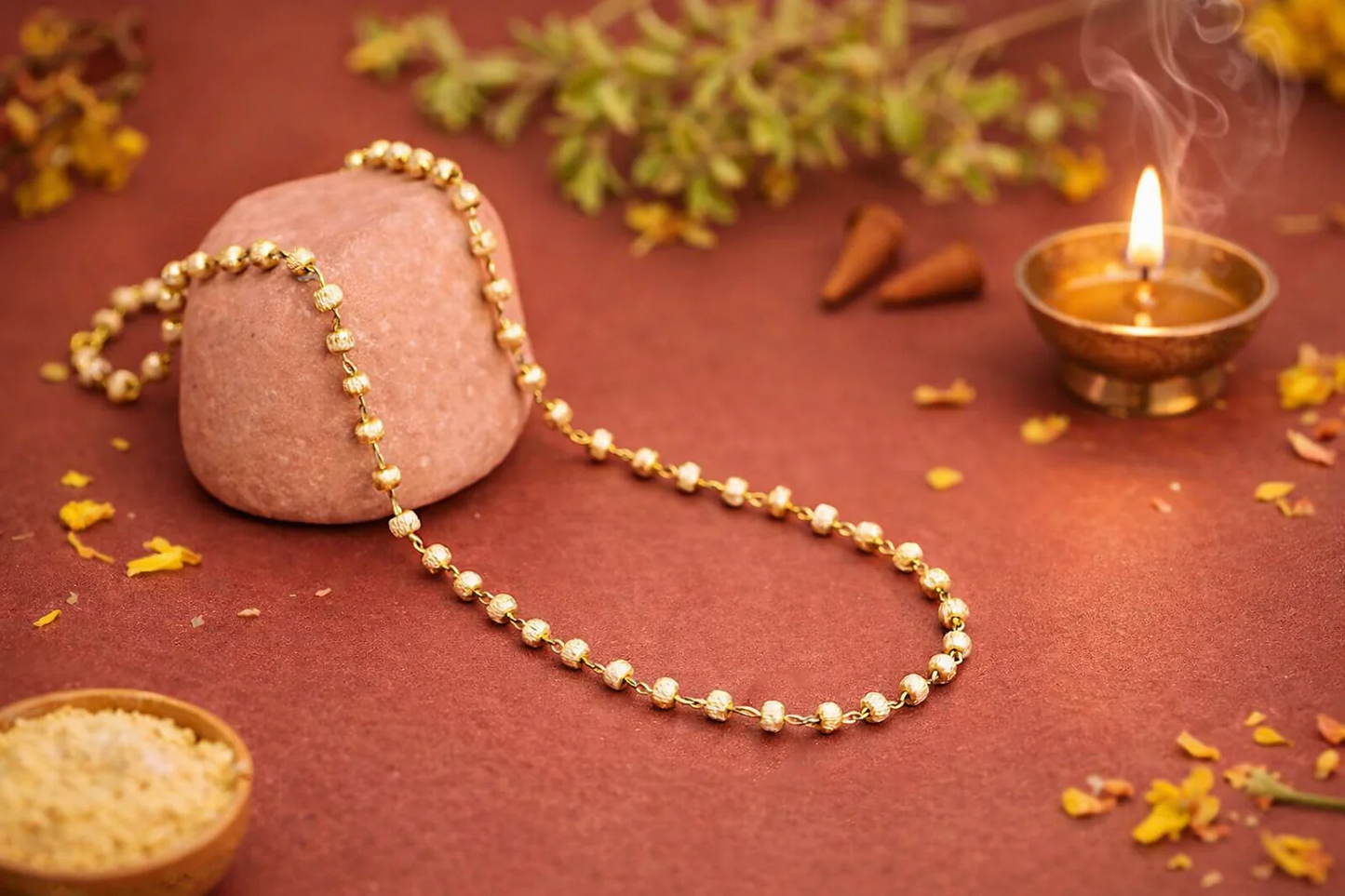 Premium Gold-Plated Tulsi Ji Kanthi Mala | Blessed in Vrindavan Dham