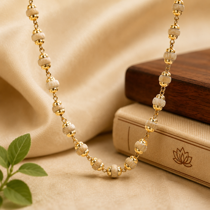 Premium Gold-Plated Tulsi Ji Kanthi Mala | Blessed in Vrindavan Dham